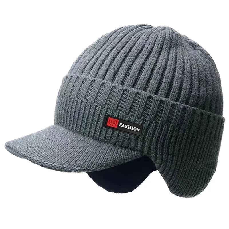 Men's Winter Knit Hat with Ear Protection - Windproof Warm Beanie Cap