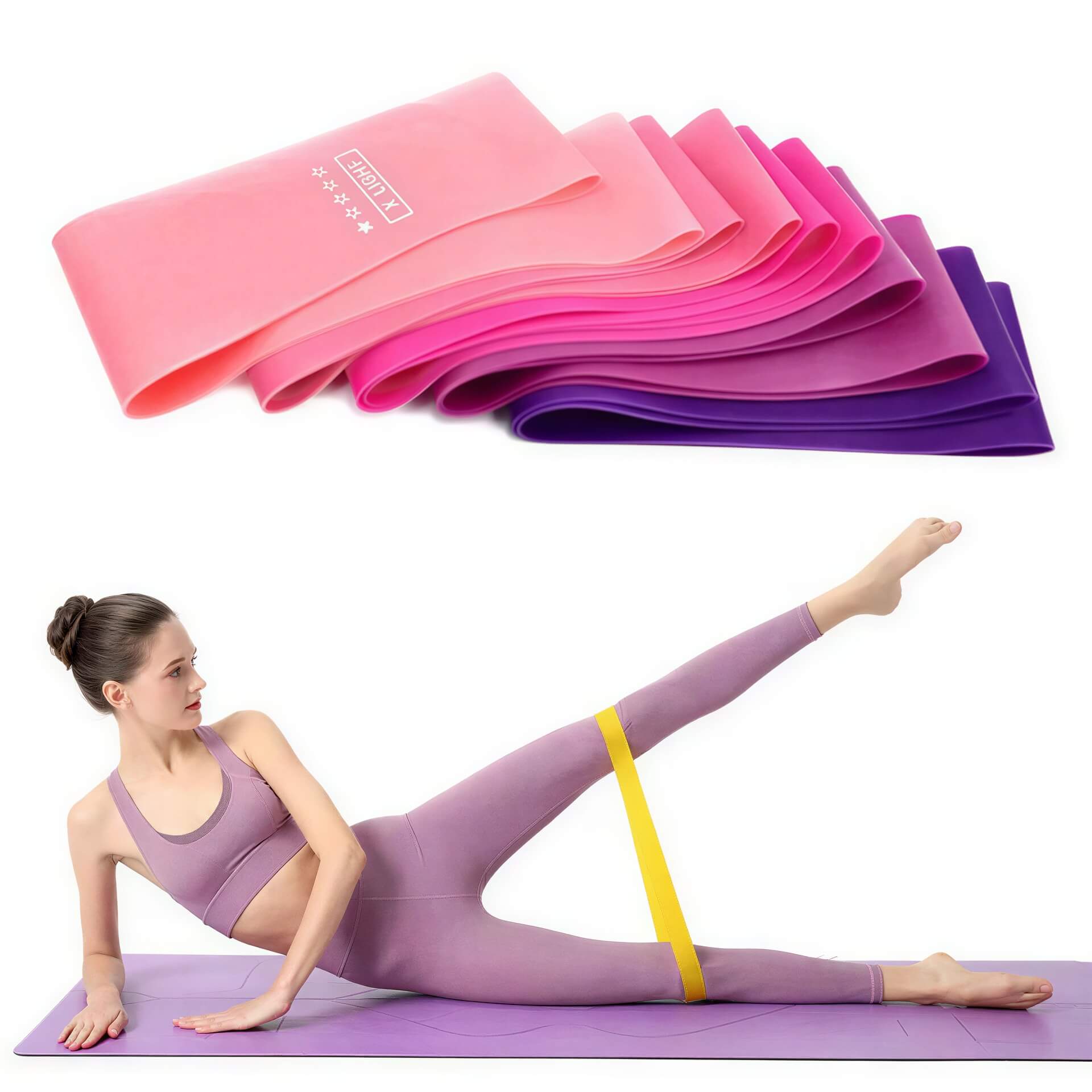 Elastic Resistance Bands Set - 5-Pack for Yoga, Pilates & Strength Training
