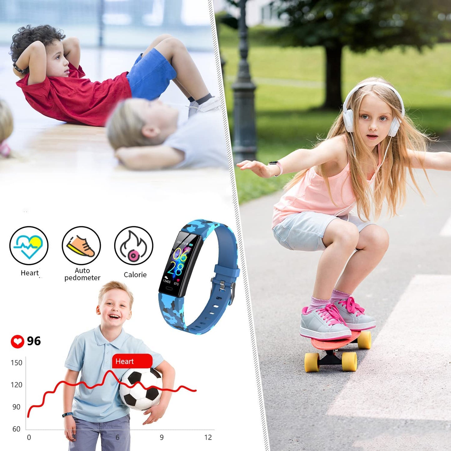 Exciting Kids Fitness Tracker Smartwatch - IP68 Waterproof with 11 Sport Modes, Heart Rate Monitoring, and Activity Tracking for Ages 6-16