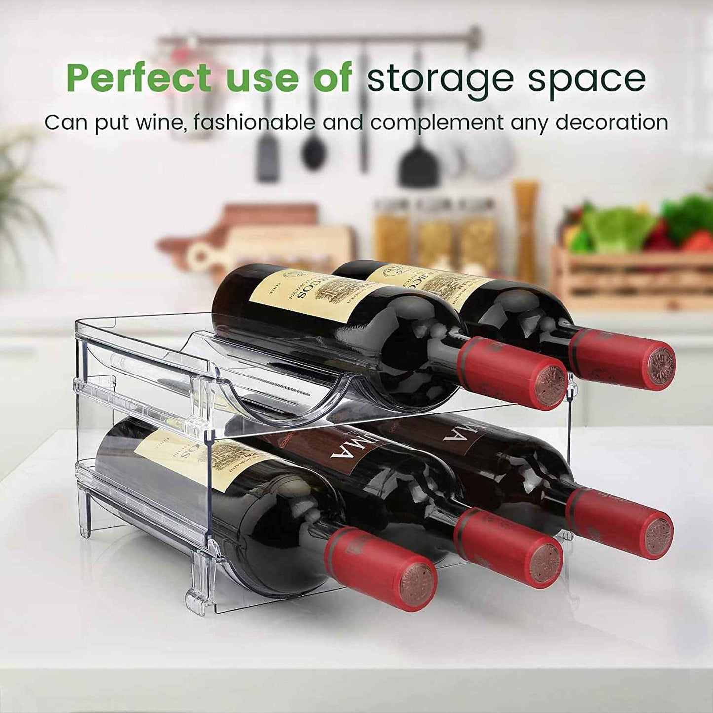 Water Bottle Organizer for Cabinet, Water Bottle Storage Organizer, 2 Packs Water Bottle Storage Rack, Water Bottle Holder for Cabinet, Stackable Water Bottle Storage Rack