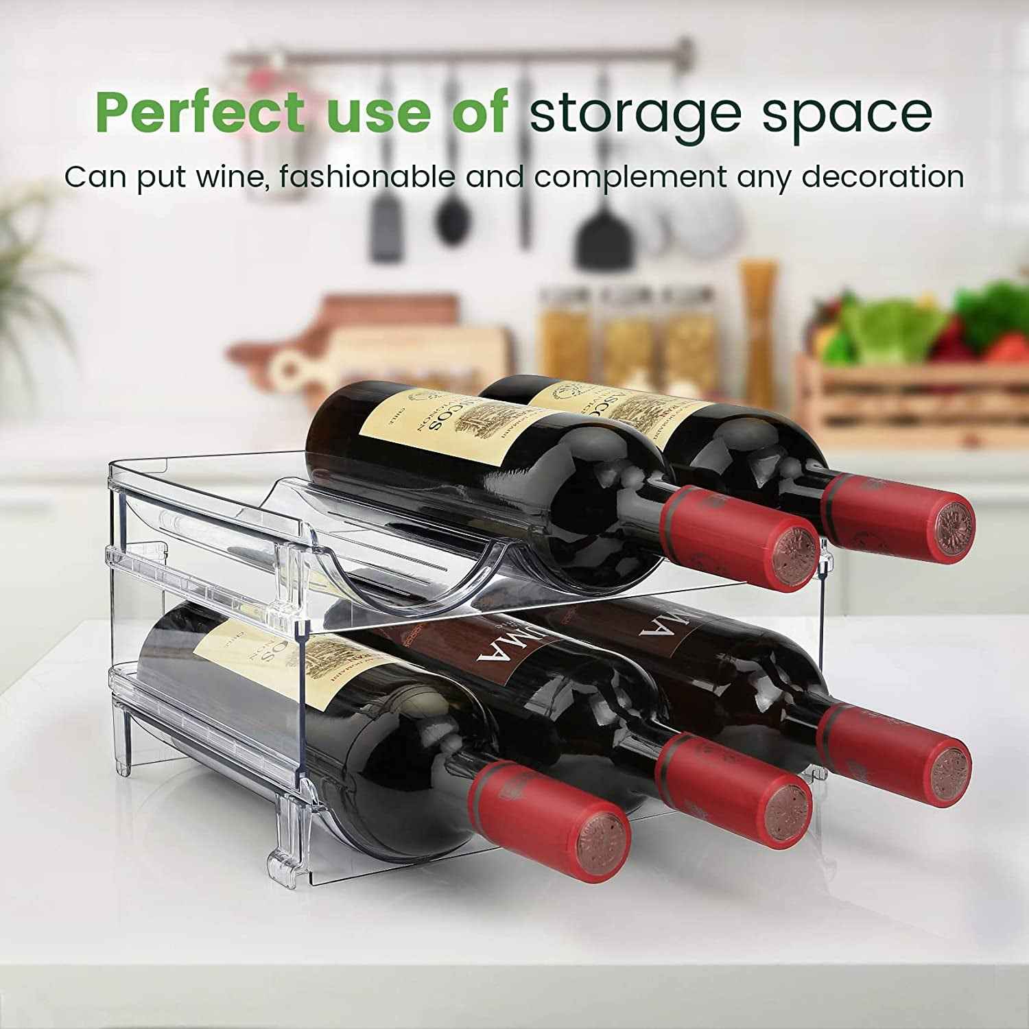 Water Bottle Organizer for Cabinet, Water Bottle Storage Organizer, 2 Packs Water Bottle Storage Rack, Water Bottle Holder for Cabinet, Stackable Water Bottle Storage Rack