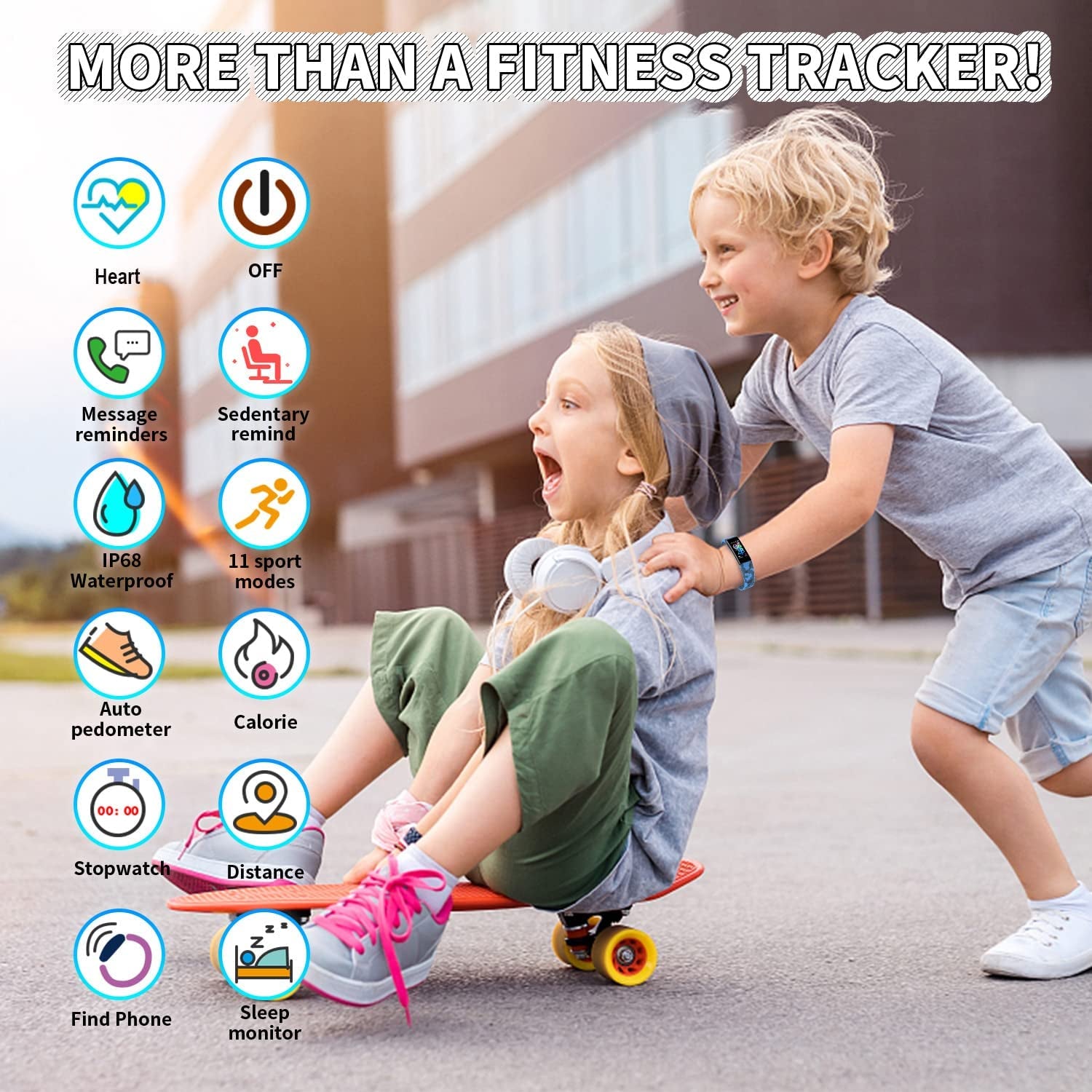 Exciting Kids Fitness Tracker Smartwatch - IP68 Waterproof with 11 Sport Modes, Heart Rate Monitoring, and Activity Tracking for Ages 6-16