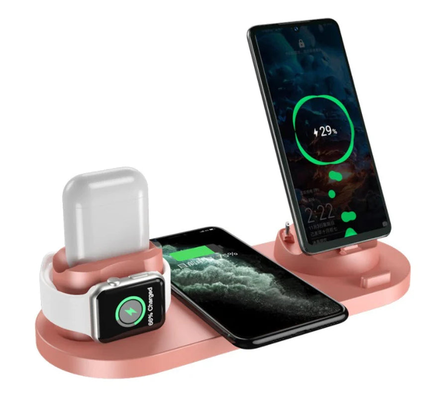 6-in-1 Wireless Charging Dock Station for iPhone and Apple Watch - High-Speed Charging Pad