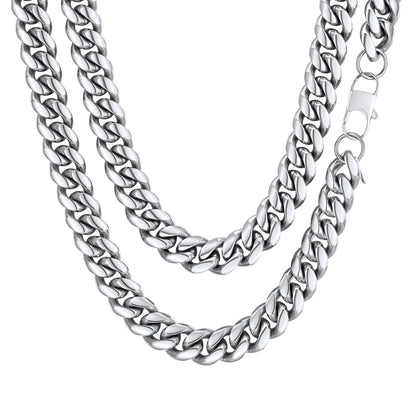 Elevate Your Style with Our Men's 10MM 18-Inch Stainless Steel Cuban Link Chain Necklace - The Perfect Hip Hop Accessory