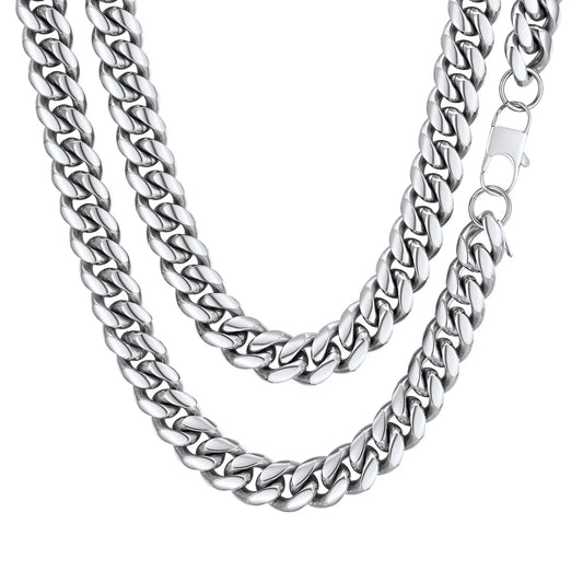 Elevate Your Style with Our Men's 10MM 18-Inch Stainless Steel Cuban Link Chain Necklace - The Perfect Hip Hop Accessory