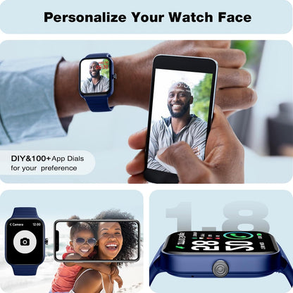 Smart Watch for Men Women,1.8” Touchscreen, Bluetooth Call, Alexa Built-In,24/7 Heart Rate Spo2 Monitor, Step Counting, Sleep Tracking,Ip68 Waterproof Fitness Tracker Watch for Android Iphone