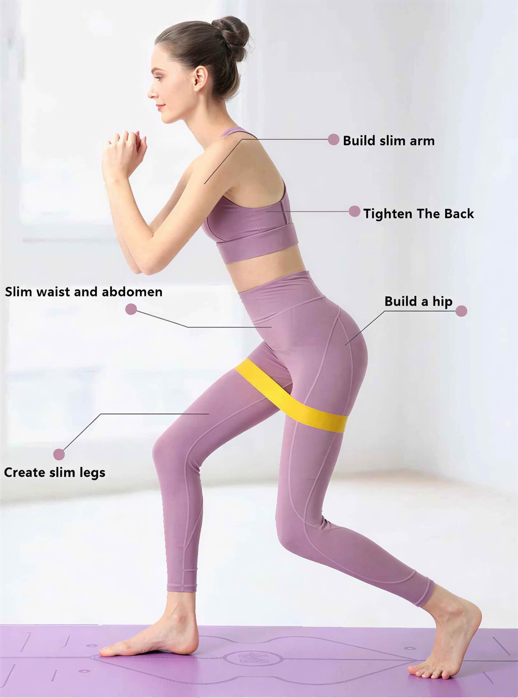 Elastic Resistance Bands Set - 5-Pack for Yoga, Pilates & Strength Training