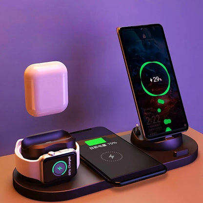 6-in-1 Wireless Charging Dock Station for iPhone and Apple Watch - High-Speed Charging Pad