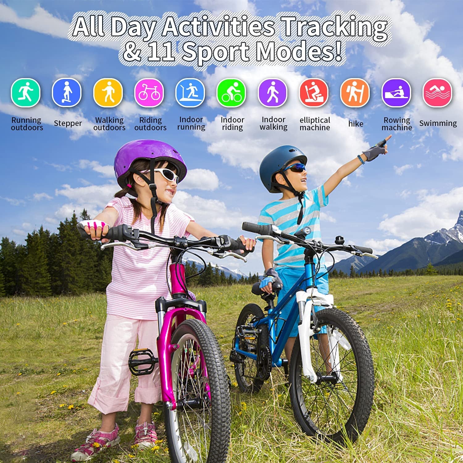 Exciting Kids Fitness Tracker Smartwatch - IP68 Waterproof with 11 Sport Modes, Heart Rate Monitoring, and Activity Tracking for Ages 6-16