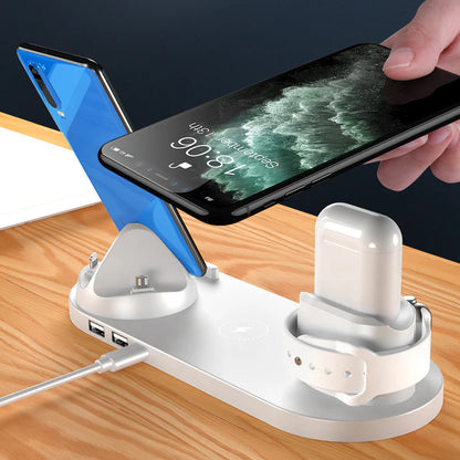 6-in-1 Wireless Charging Dock Station for iPhone and Apple Watch - High-Speed Charging Pad