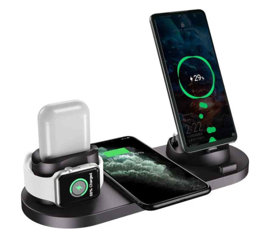 6-in-1 Wireless Charging Dock Station for iPhone and Apple Watch - High-Speed Charging Pad