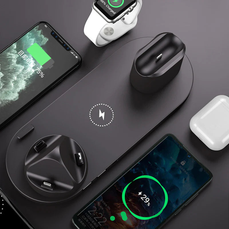 6-in-1 Wireless Charging Dock Station for iPhone and Apple Watch - High-Speed Charging Pad